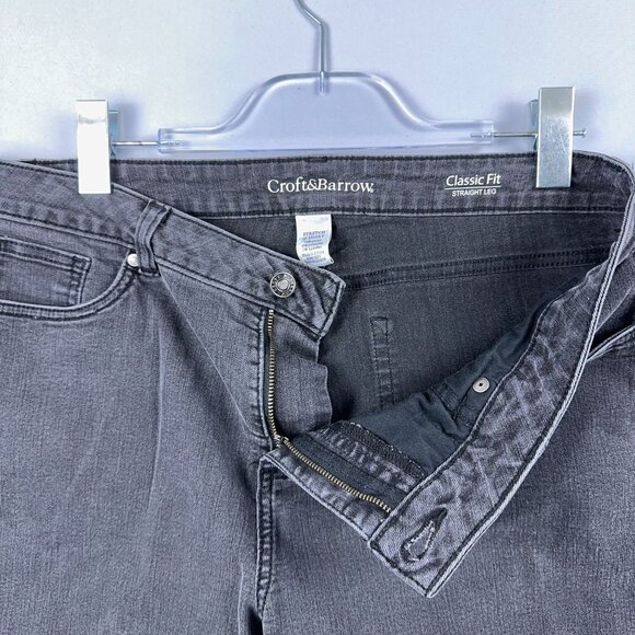 Croft & Barrow Straight Leg Jeans Womens Size 16 Short Classic Fit Stretch Black - Picture 5 of 12